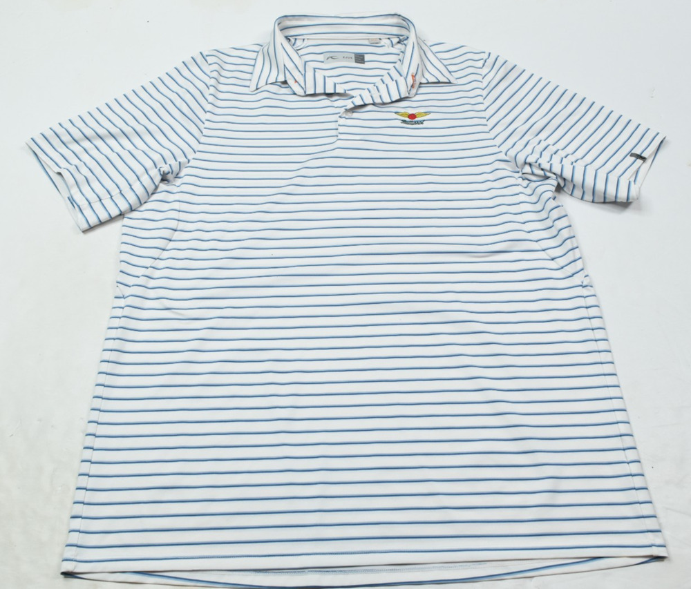 KJUS Battisrol Polo Shirt Mens XL Blue White Striped Short Sleeve Golf Comfort